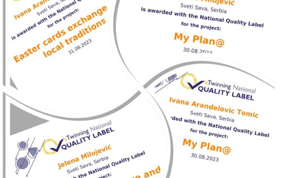 Добијене националне ознаке квалитета за два eTwinning пројекта –  „Моја планета“ и „Ускрс“