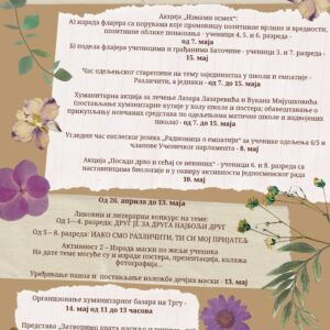 Недеља сећања и заједништва у ОШ ,,Свети Сава” Баточина