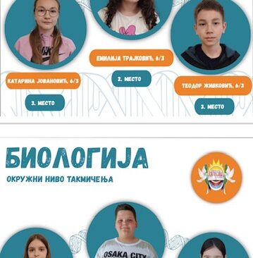 Биолошка екипа за понос: Емилија, Урош, Дарија, Катарина, Теодор и Анастасија освојили окружне награде